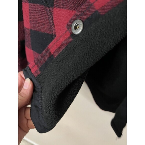 Orvis  Womens shacket Large Red Buffalo Plaid Flannel Snap Button Fleece Lined - Picture 5 of 7